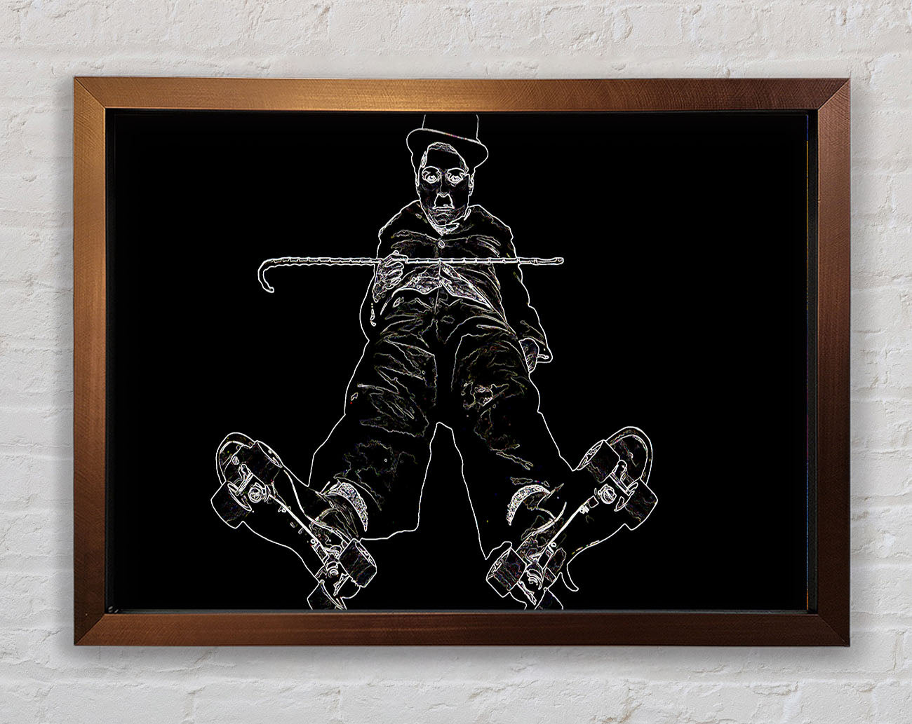 Charlie Chaplin White On Black Framed Wall Art