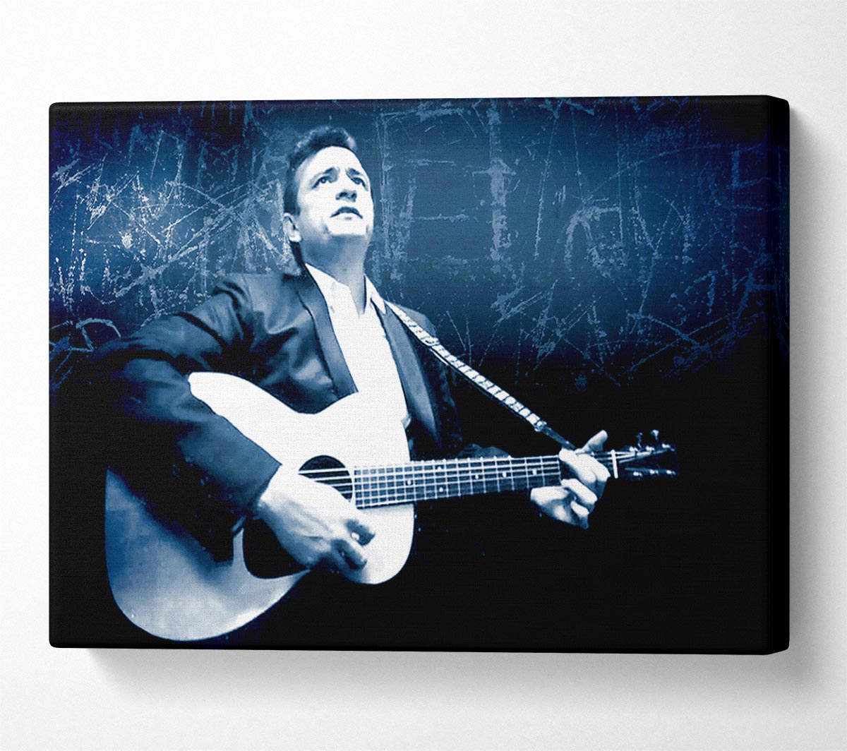 Johnny Cash Blue Canvas Wall Art