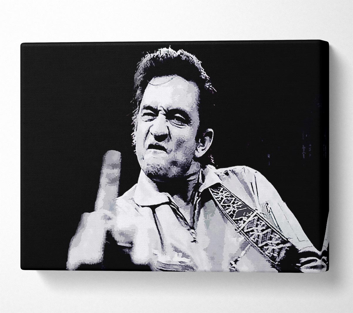 Johnny Cash Finger B n W Canvas Wall Art