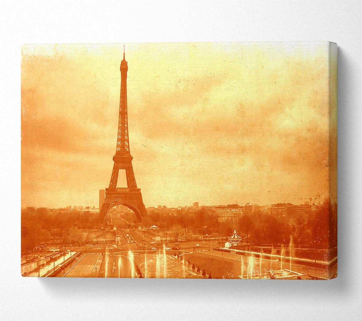 Old Image Of The Eiffel Tower Canvas Wall Art