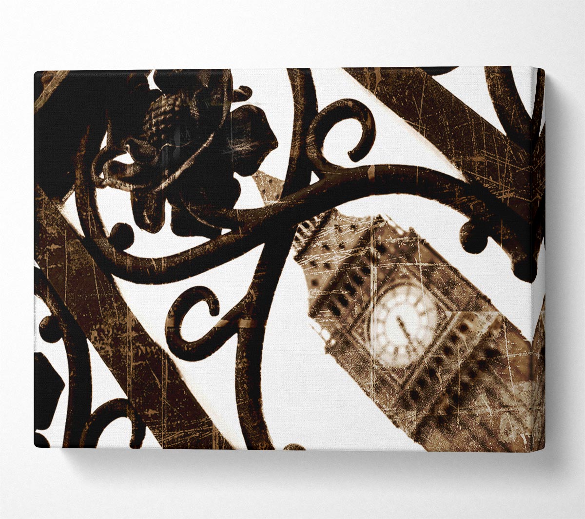 London Big Ben Through The Gates Sepia Canvas Wall Art