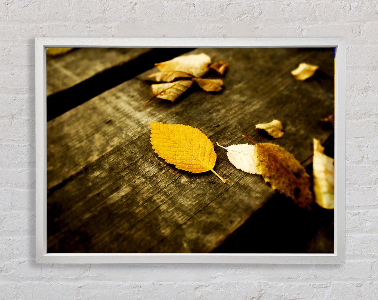 Autumn Leaves On The Deck Framed Wall Art