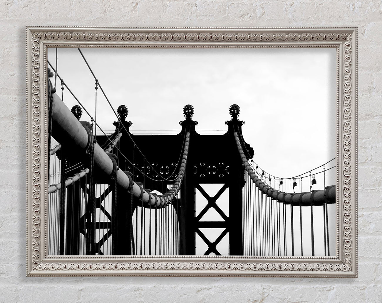 Brooklyn Bridge Close-Up B n W Framed Wall Art