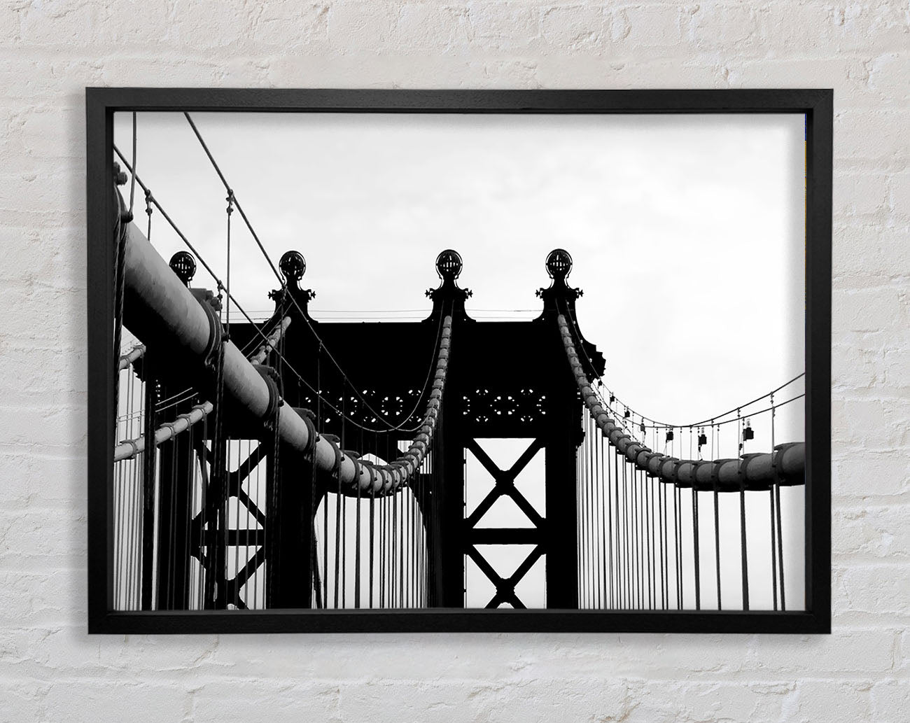 Brooklyn Bridge Close-Up B n W Framed Wall Art