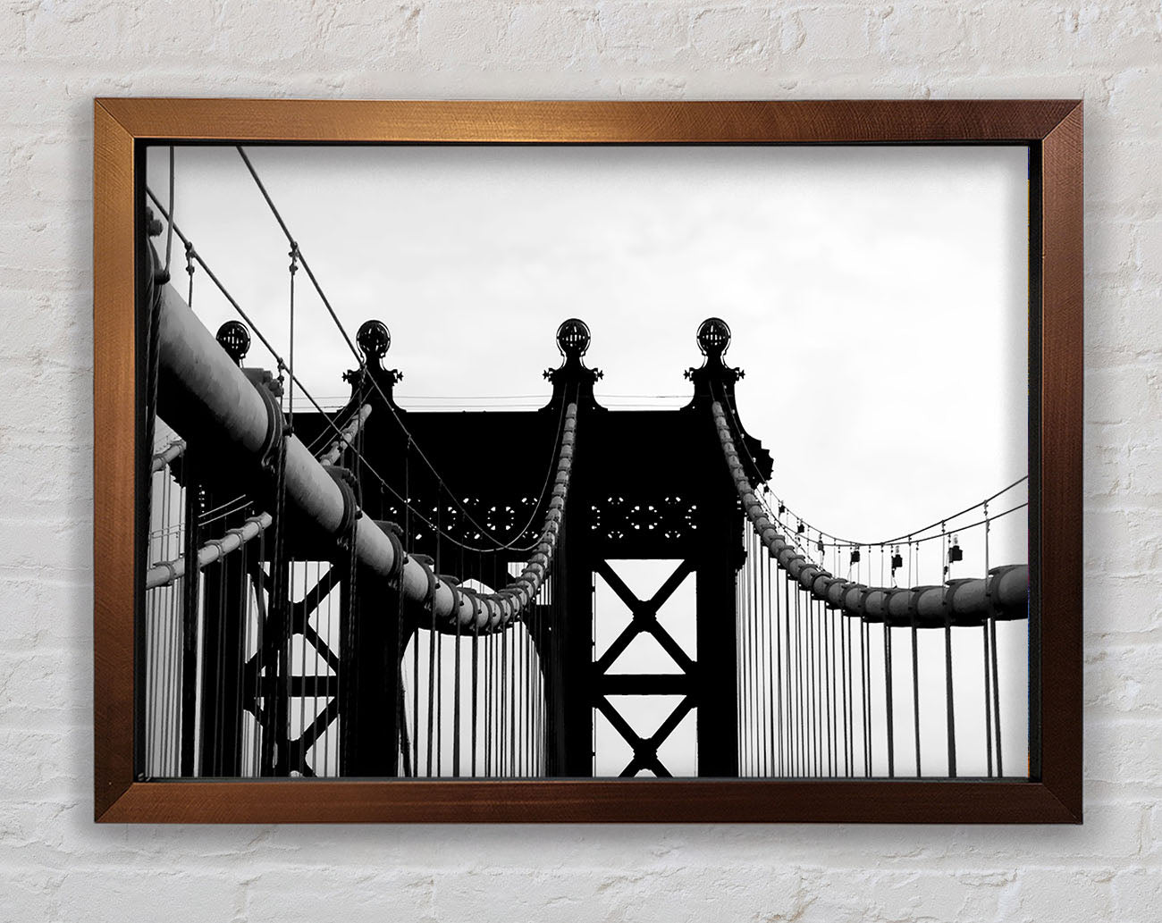 Brooklyn Bridge Close-Up B n W Framed Wall Art