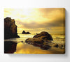 Rocky Beach At Yellow Dawn Canvas Wall Art