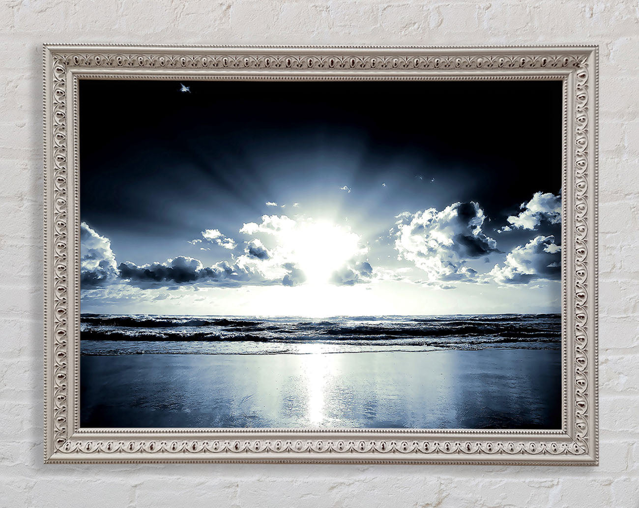 Blue Sunshine On The Beach Framed Wall Art