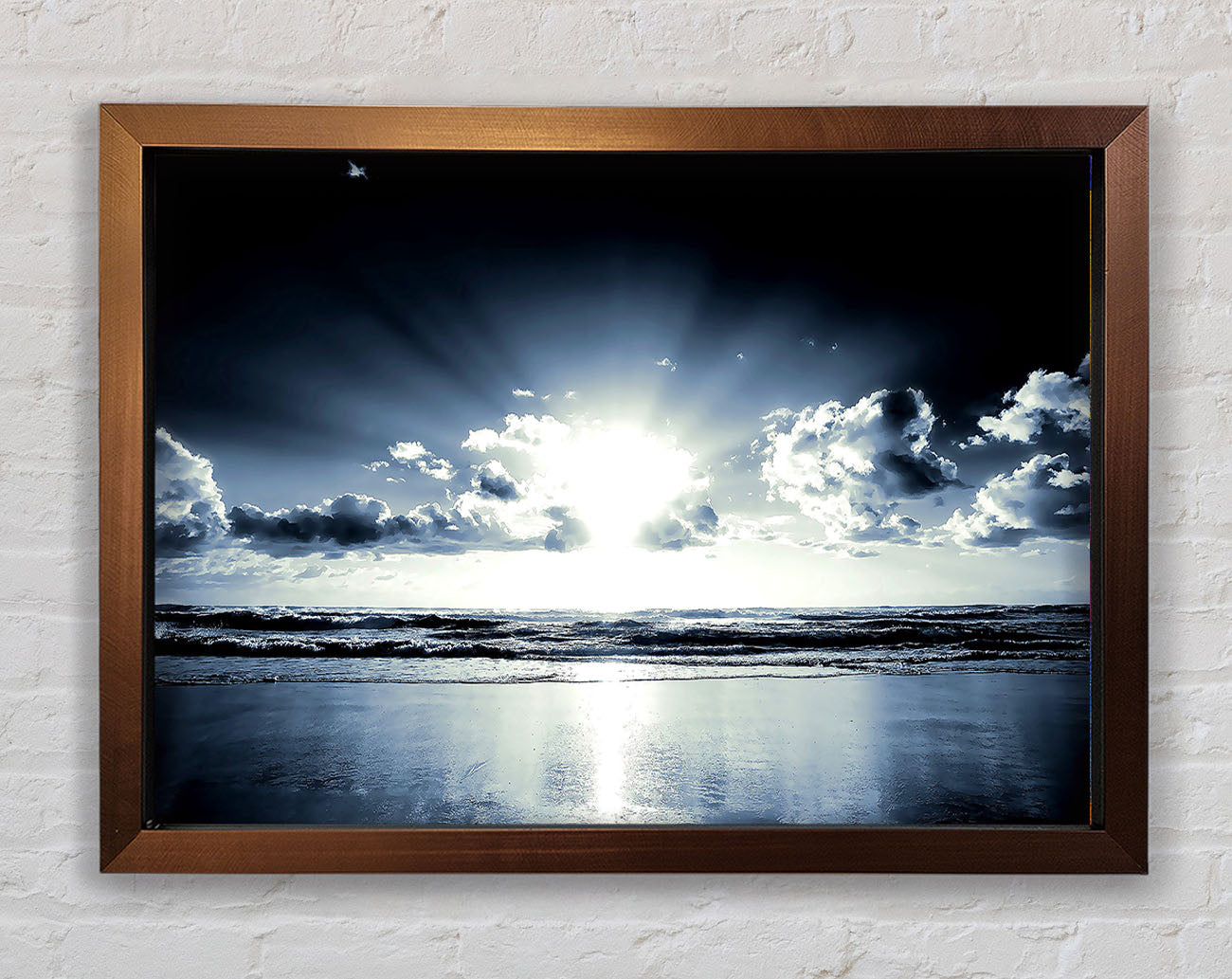 Blue Sunshine On The Beach Framed Wall Art