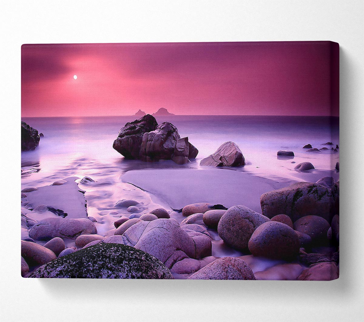 Lilac Beach Rocks Canvas Wall Art