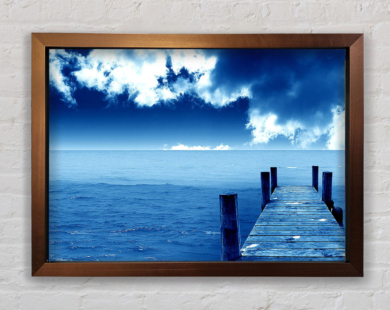 Blue Dock Clouds Framed Wall Art