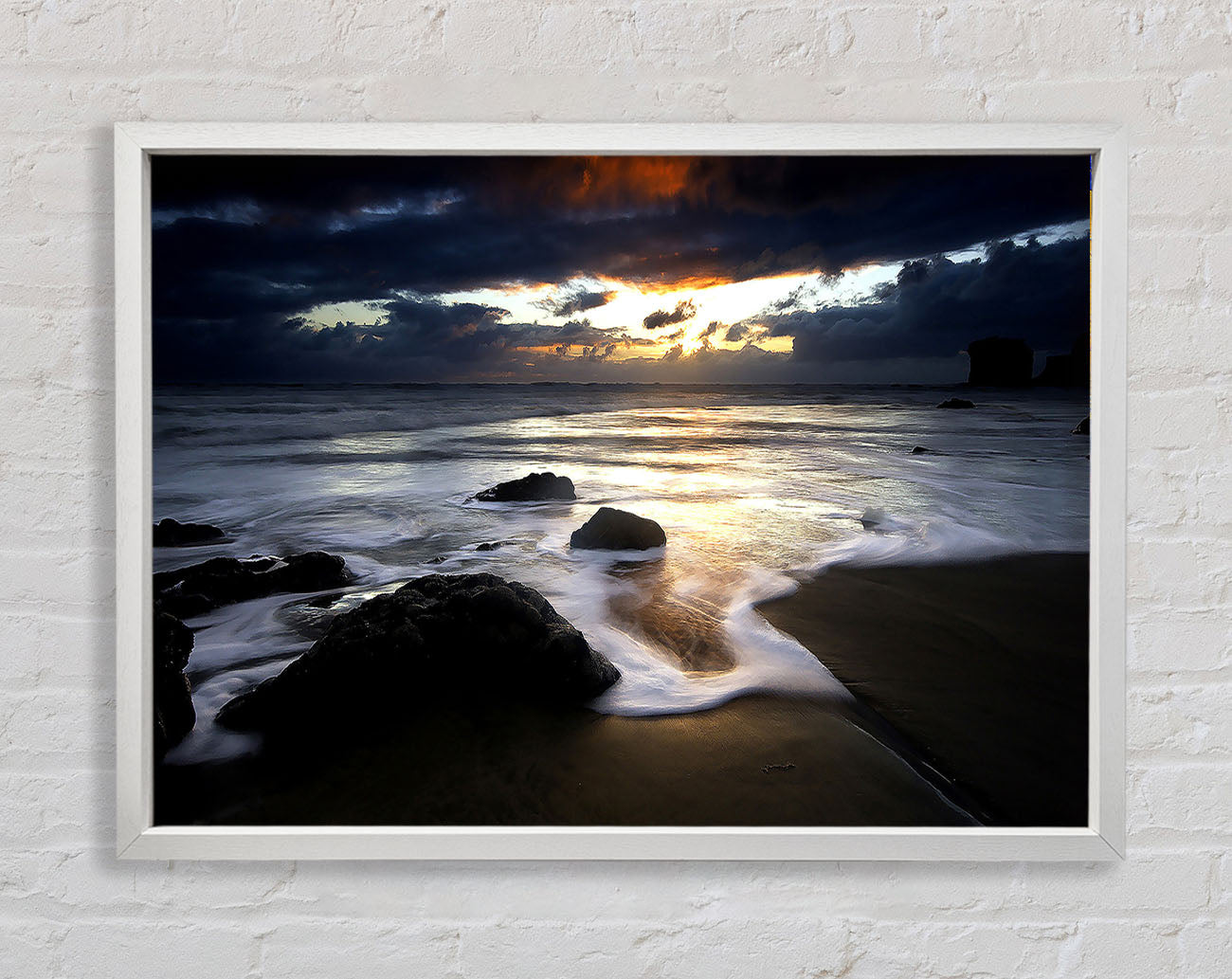 Beautiful Beach Ocean As Dawn Breaks Framed Wall Art