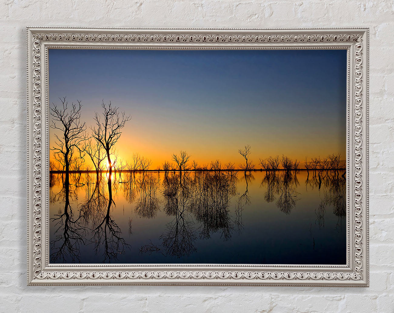 Beautiful Reflections Of The Winter Trees Framed Wall Art