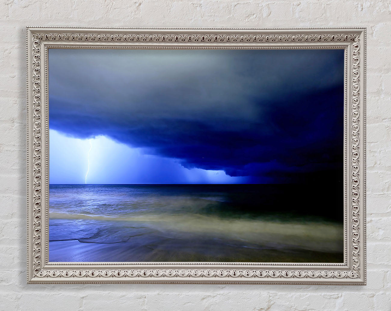 Blue Lightning Seas Framed Wall Art