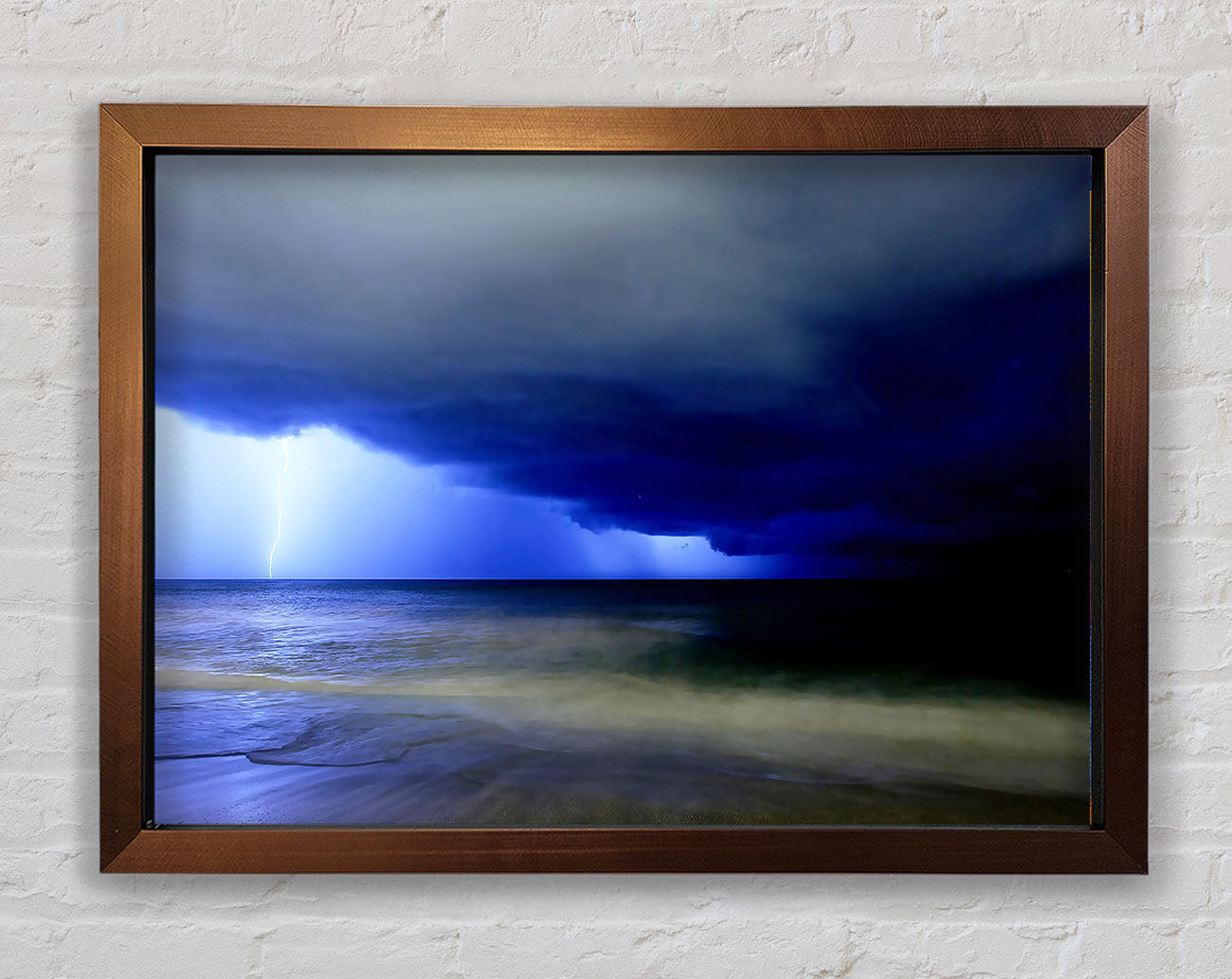 Blue Lightning Seas Framed Wall Art