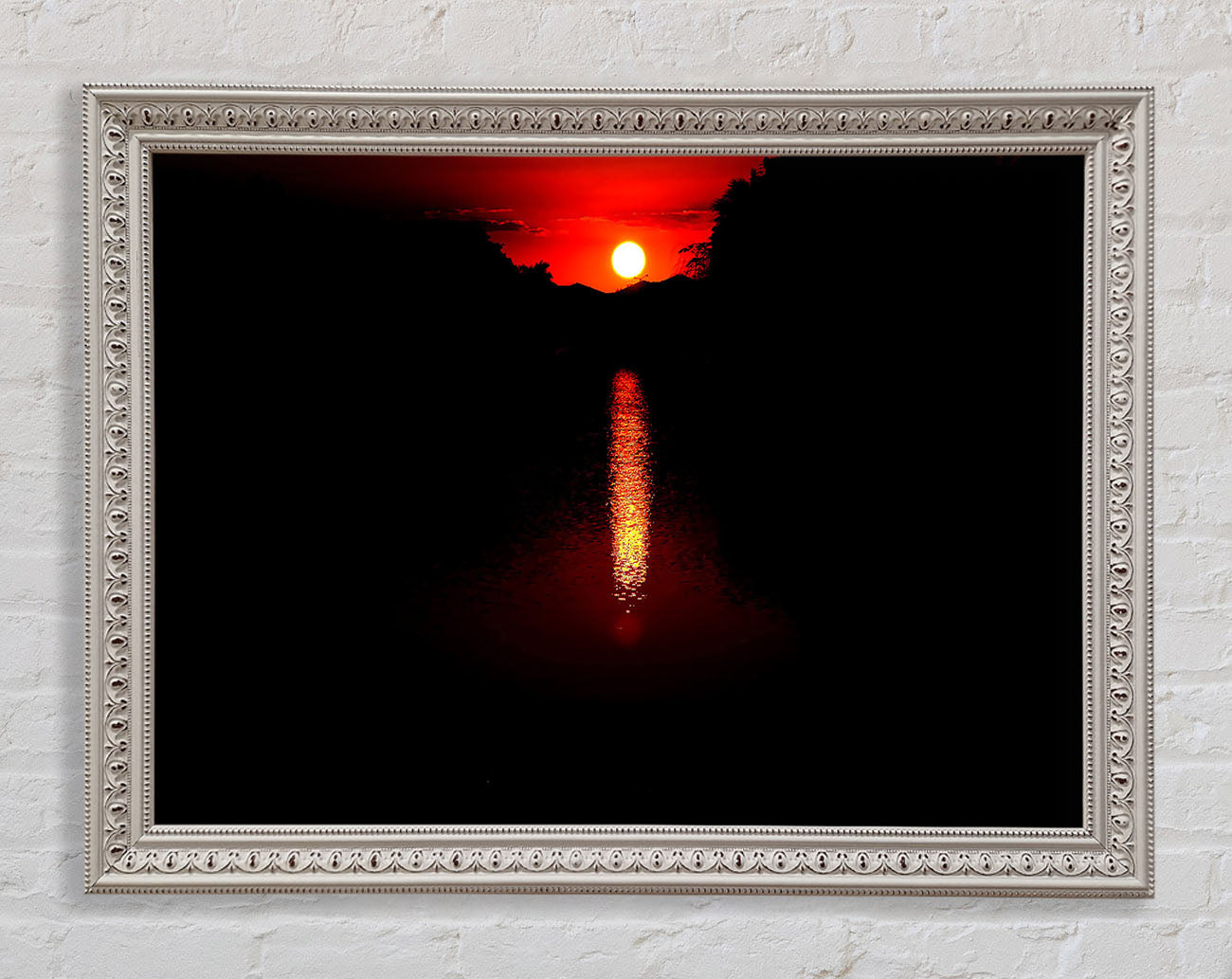 As The Stunning Red Sun Goes Down Framed Wall Art