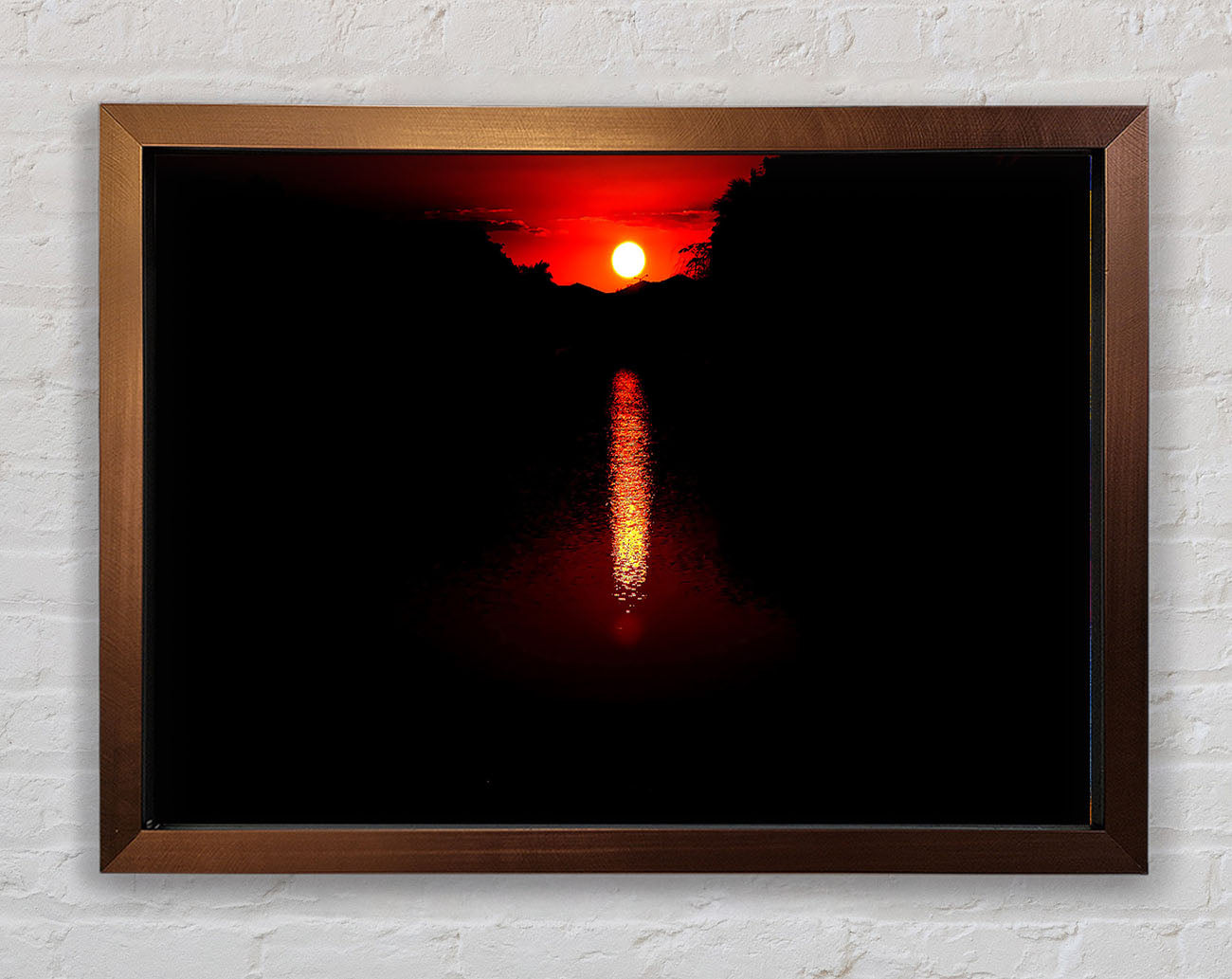 As The Stunning Red Sun Goes Down Framed Wall Art