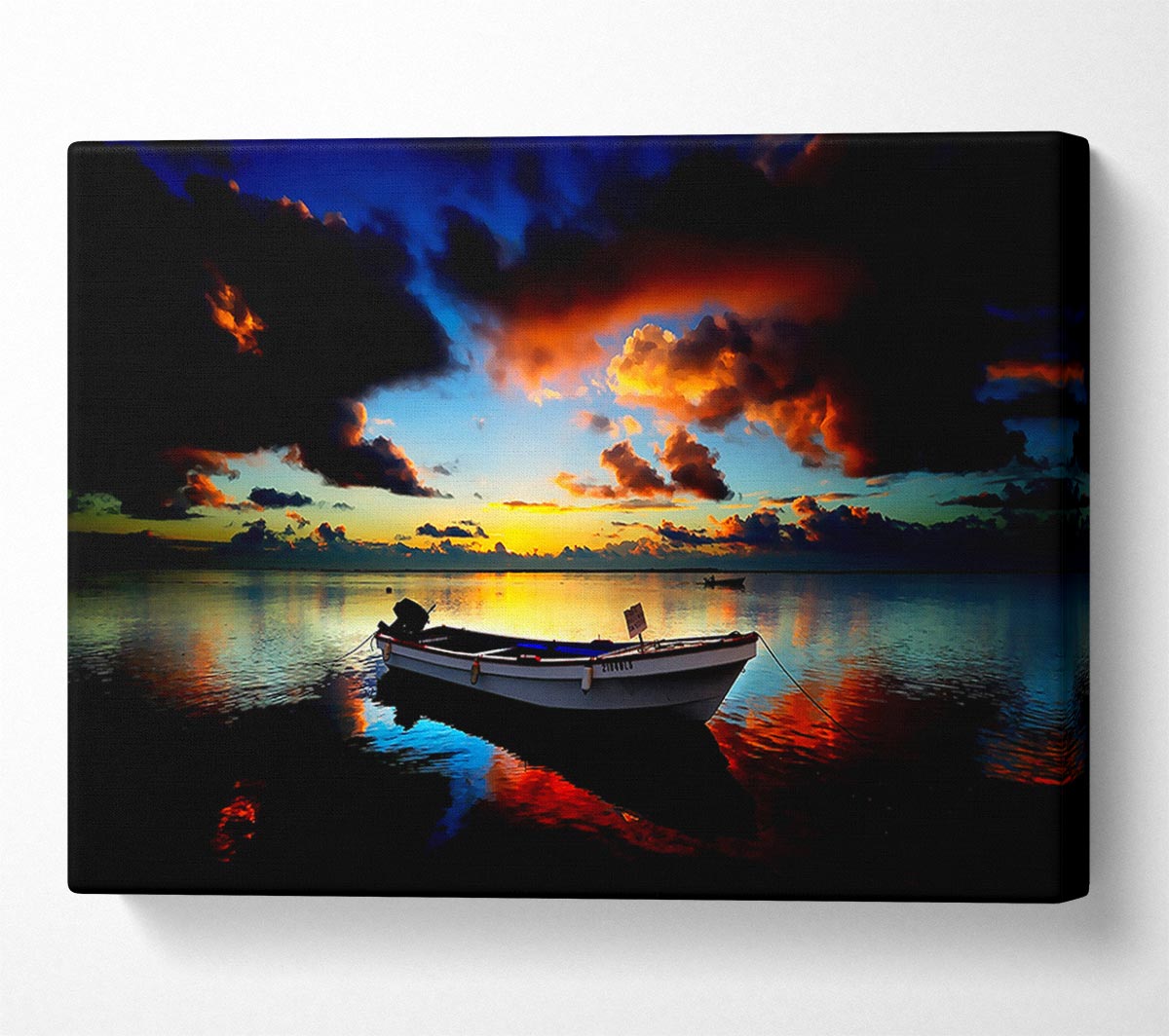 Sunrise Over The Fishing Boat Canvas Wall Art