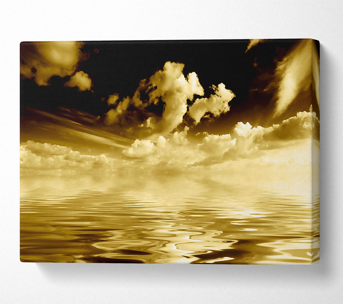 Dramatic Ocean Clouds Brown Canvas Wall Art