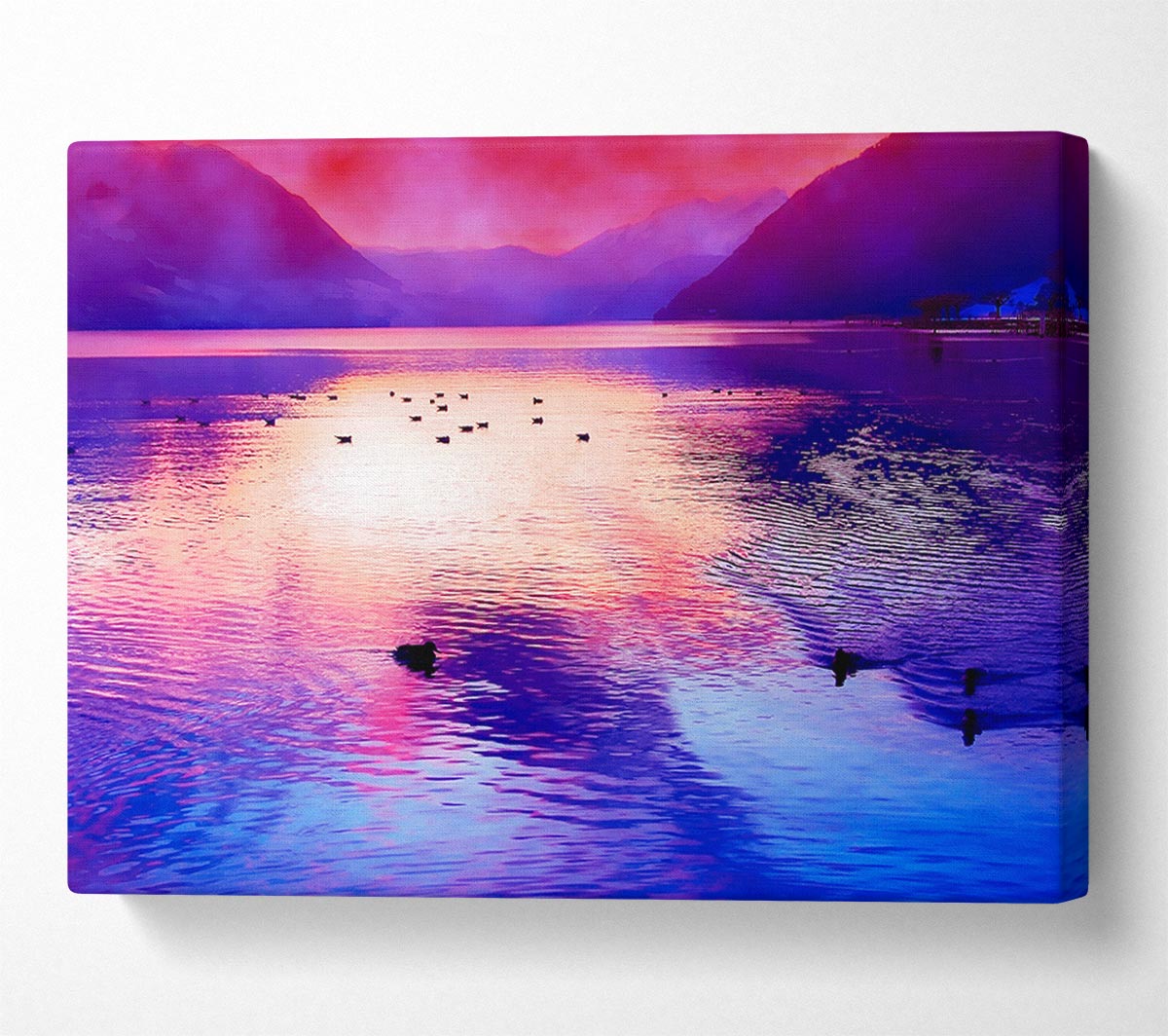 Mountain Lake At Daybreak Canvas Wall Art