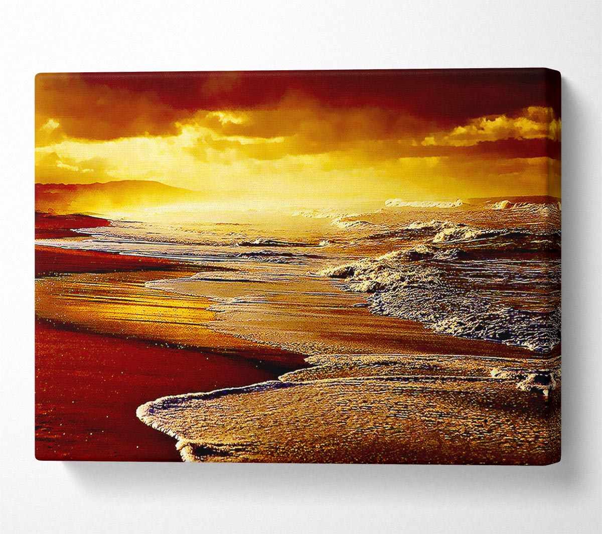 Red Ocean Storm Canvas Wall Art