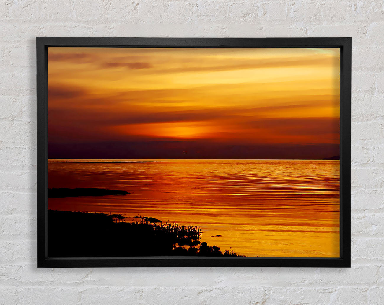 Calming Lake Sunset Framed Wall Art