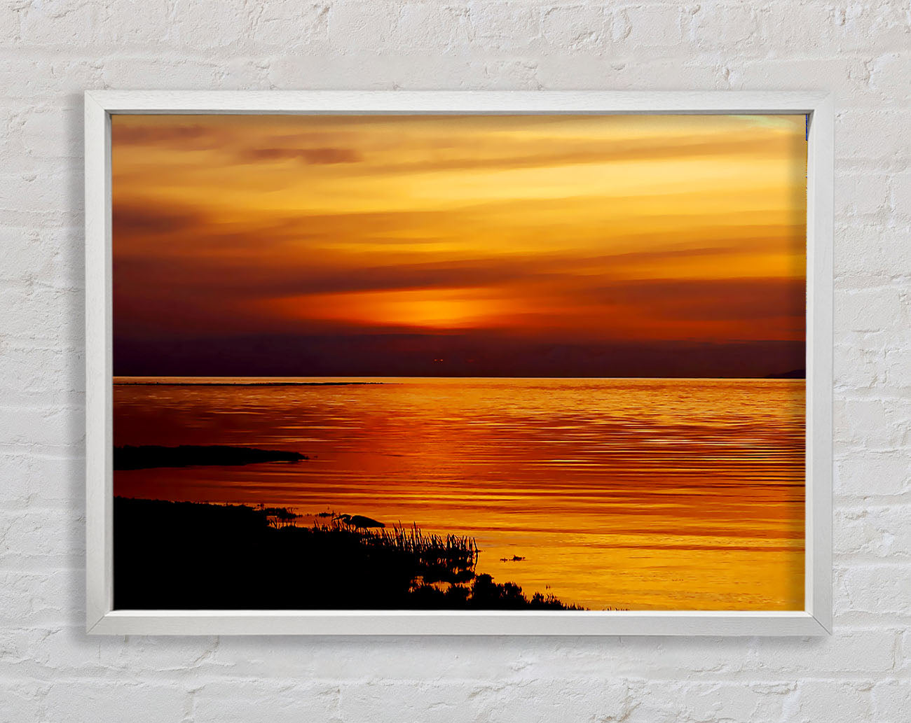 Calming Lake Sunset Framed Wall Art