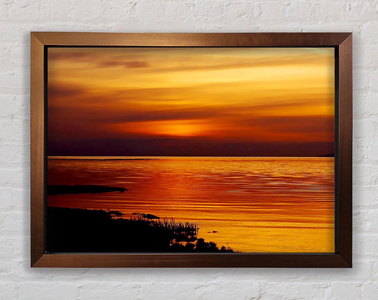 Calming Lake Sunset Framed Wall Art