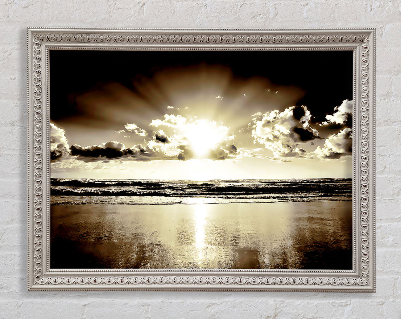Brown Sunburst Framed Wall Art