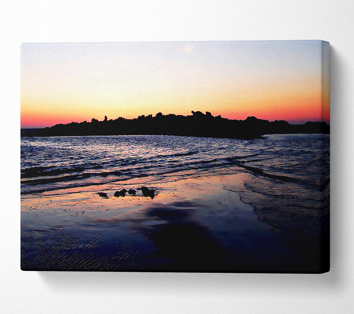 Sunset Behind The Ocean Rocks Canvas Wall Art