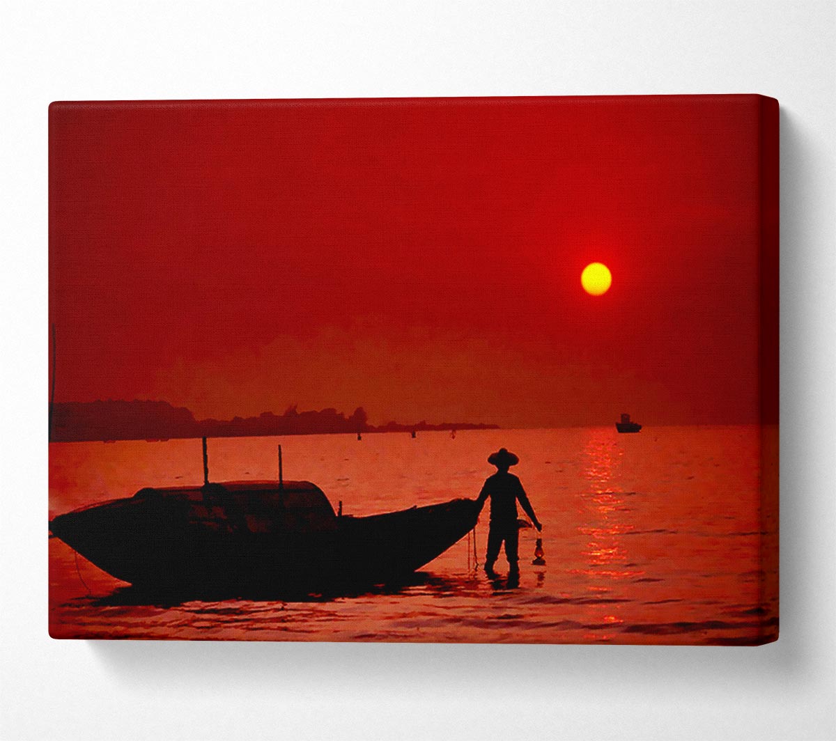 Red Fisherman Canvas Wall Art