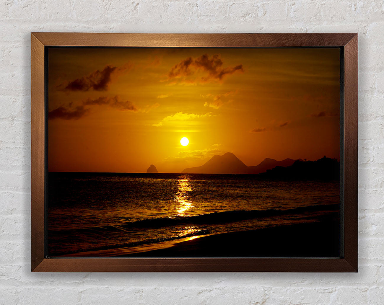 Caramel Ocean Sunset Framed Wall Art