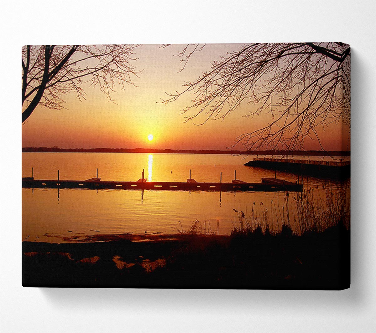 Tranquil Lake Sunrise Canvas Wall Art