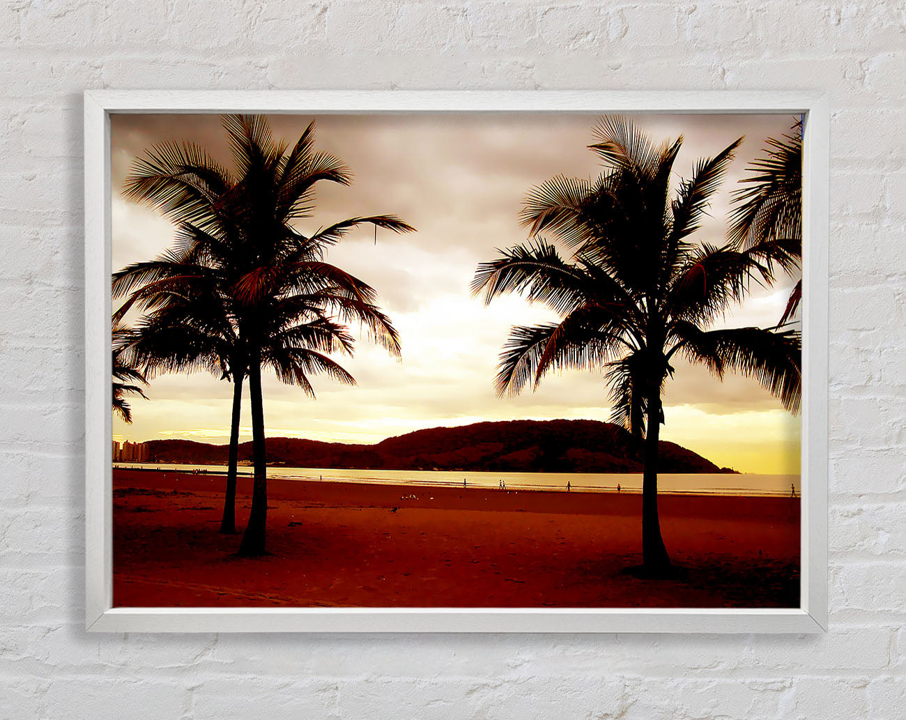 Beach Palmtree Mountain View Framed Wall Art