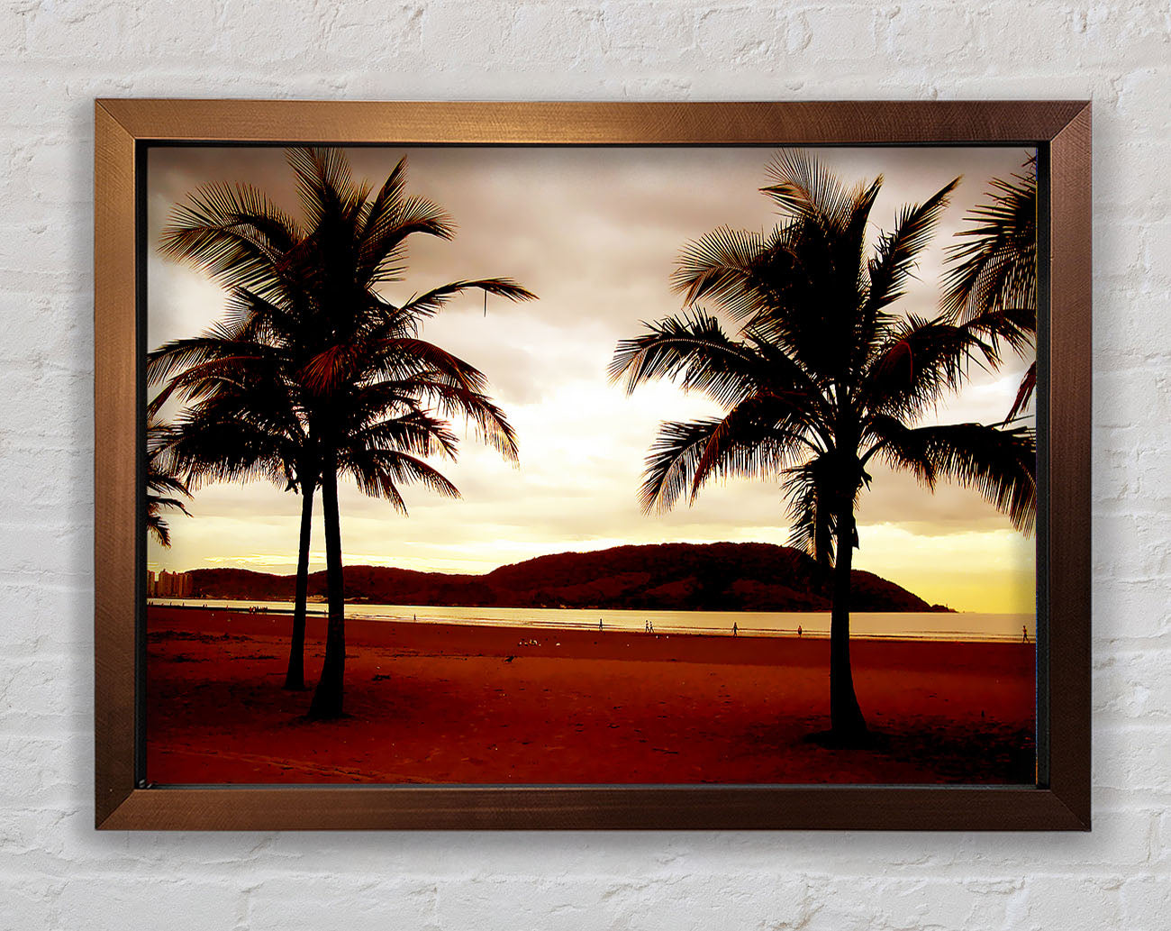 Beach Palmtree Mountain View Framed Wall Art