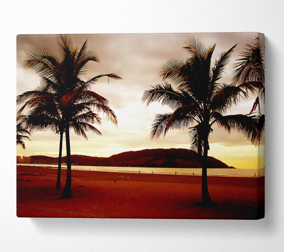 Beach Palmtree Mountain View Canvas Wall Art
