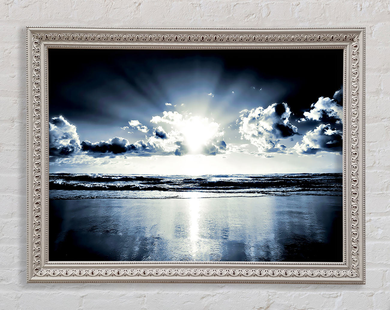 Blue Sunburst Framed Wall Art