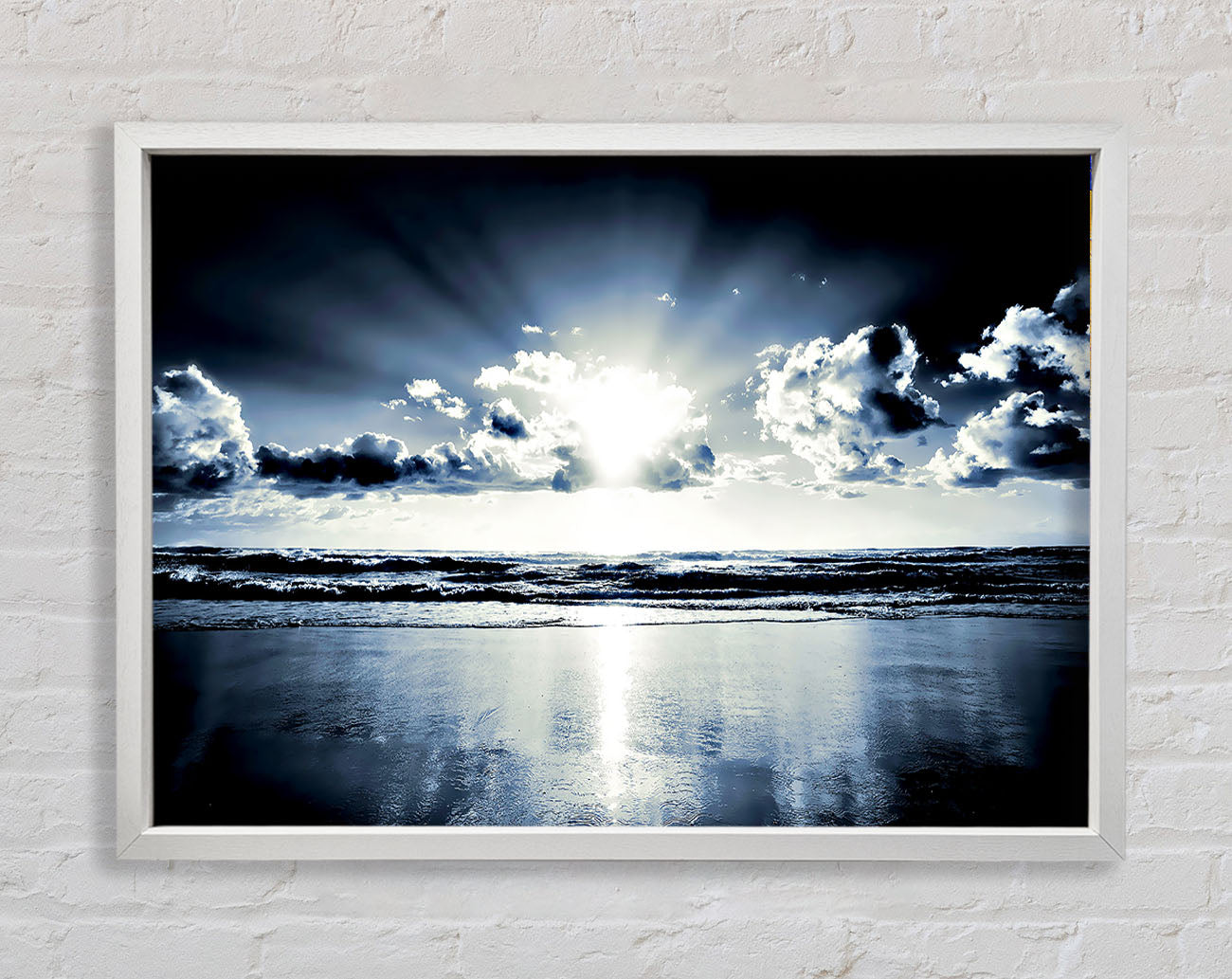 Blue Sunburst Framed Wall Art