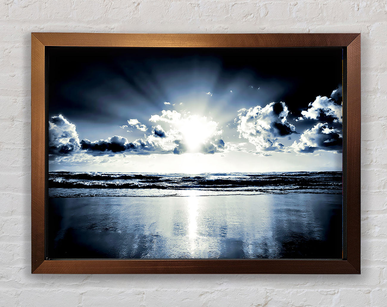 Blue Sunburst Framed Wall Art