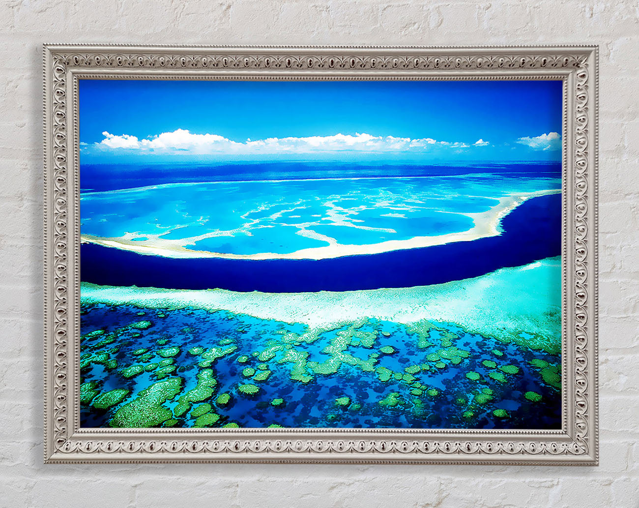 Ariel View Of The Turquoise Ocean Framed Wall Art