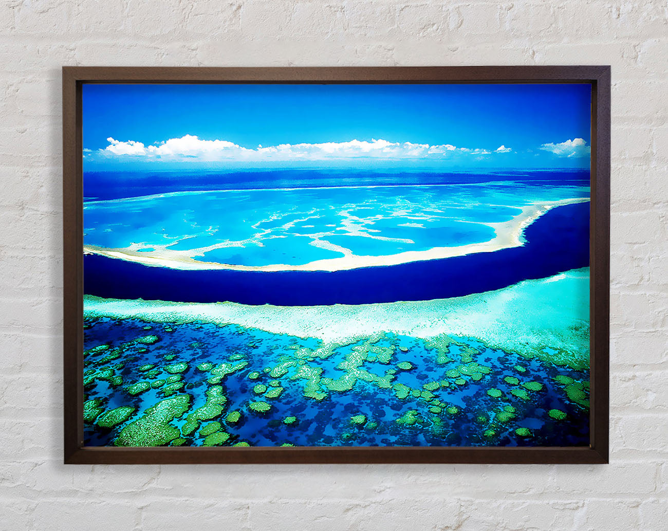 Ariel View Of The Turquoise Ocean Framed Wall Art
