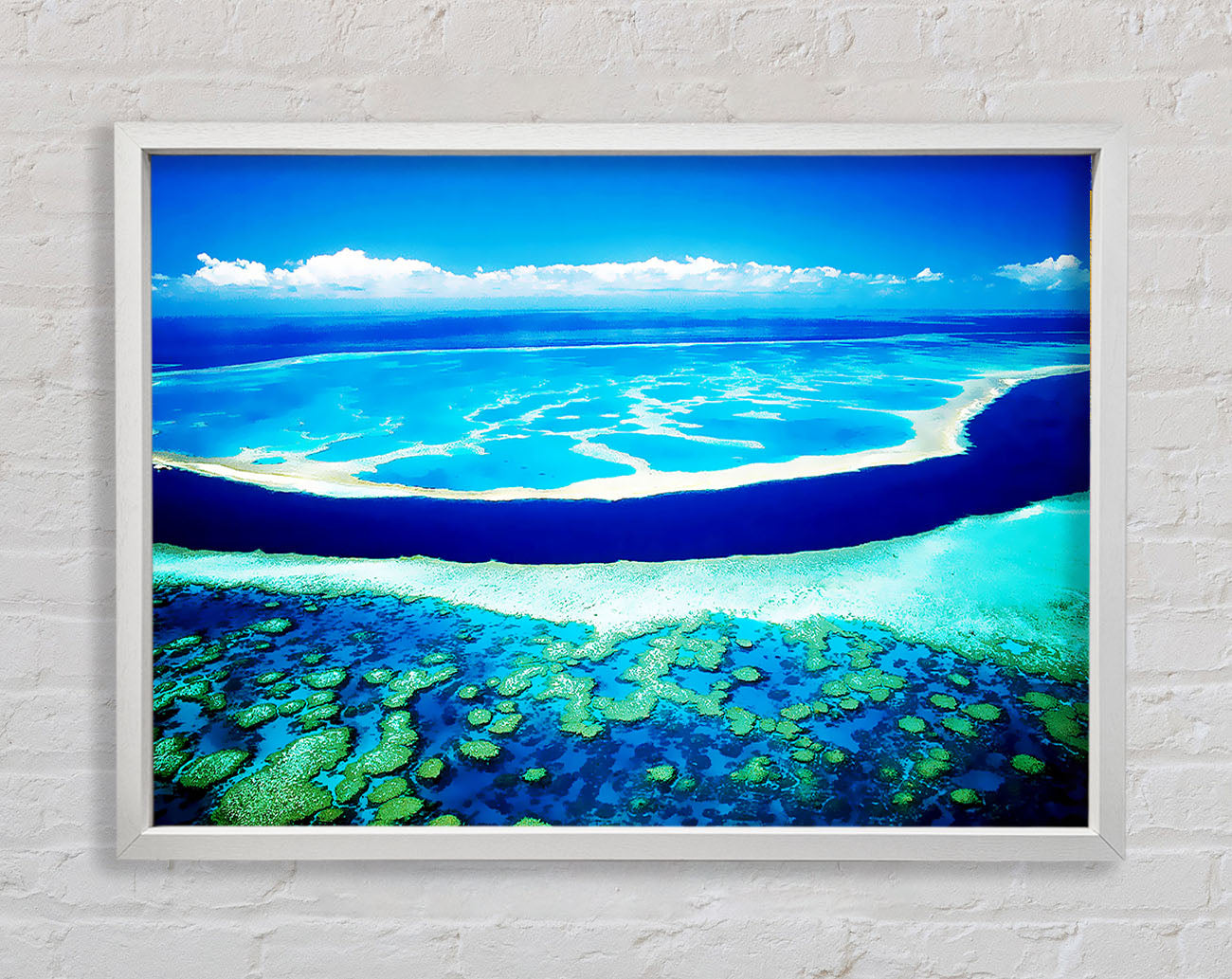 Ariel View Of The Turquoise Ocean Framed Wall Art