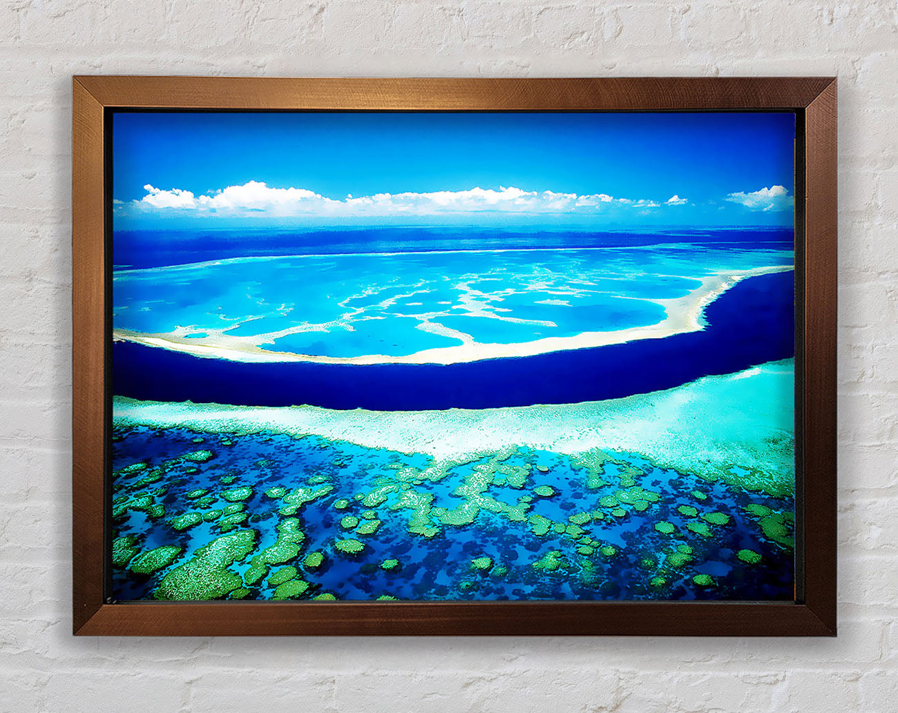 Ariel View Of The Turquoise Ocean Framed Wall Art