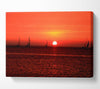 Sunset Boats In The Ocean Canvas Wall Art