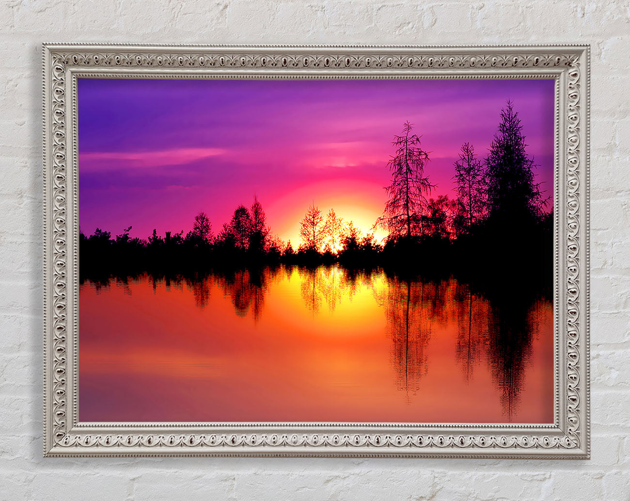 As The Sun Sets Over The Lake Framed Wall Art