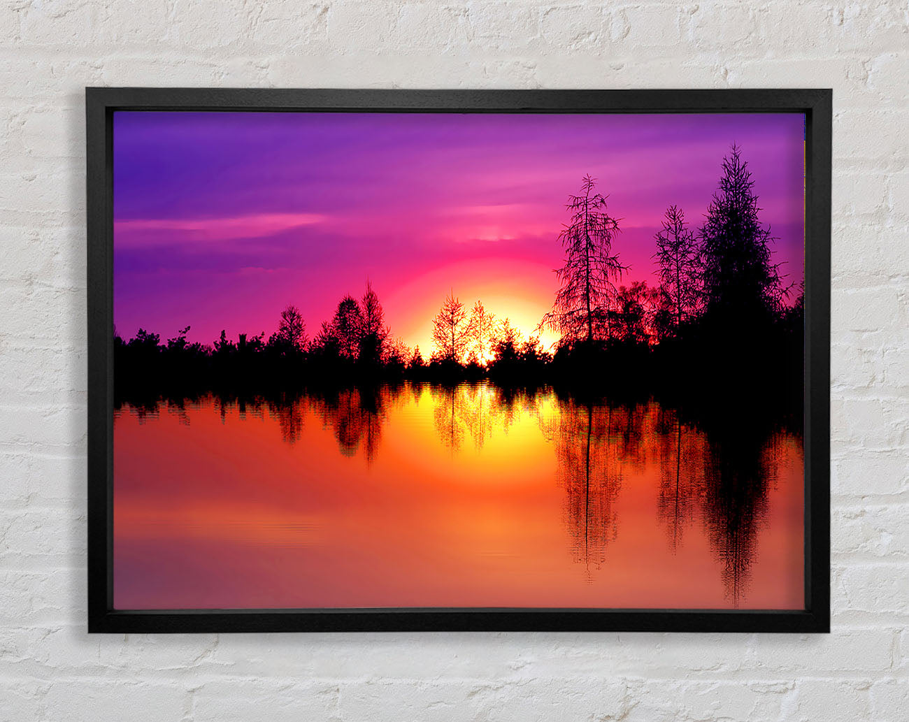 As The Sun Sets Over The Lake Framed Wall Art