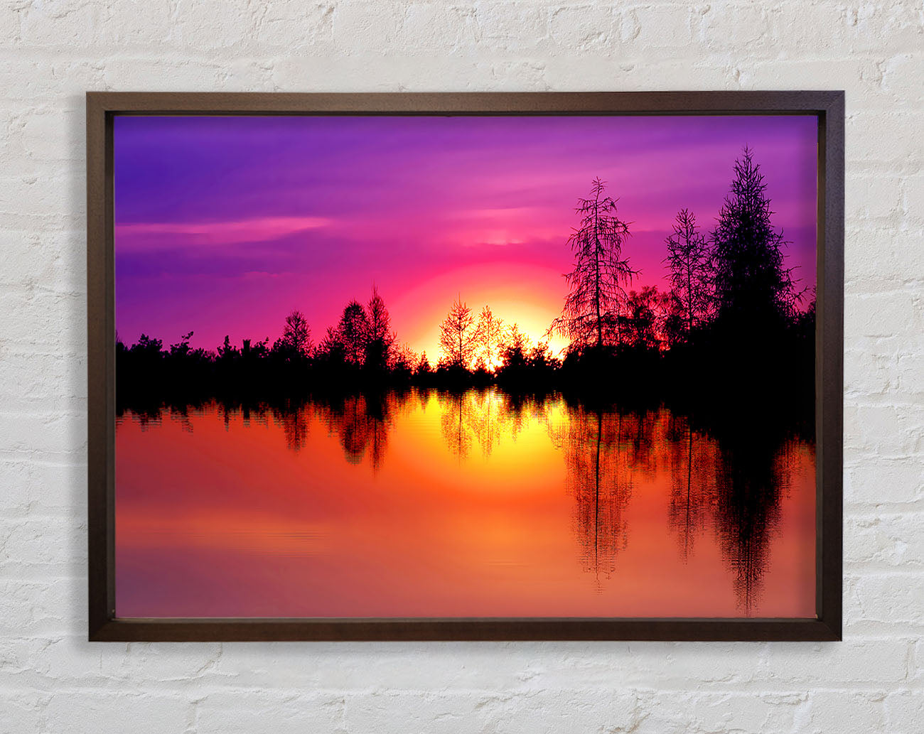 As The Sun Sets Over The Lake Framed Wall Art