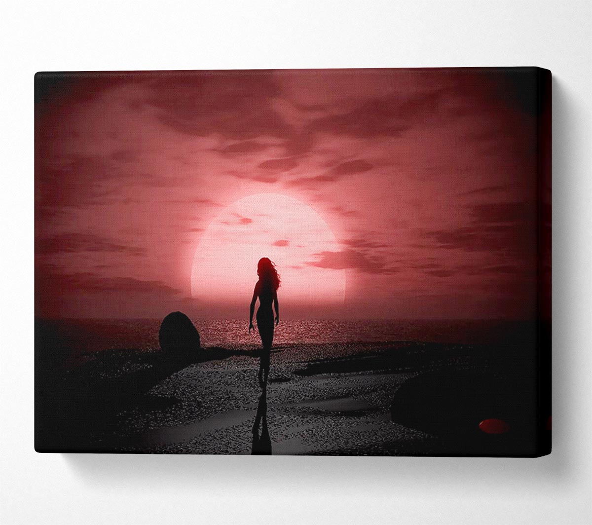 The Ocean Goddess Pink Grey Canvas Wall Art