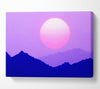Huge Sun Over The Mountain Tops Purple Canvas Wall Art