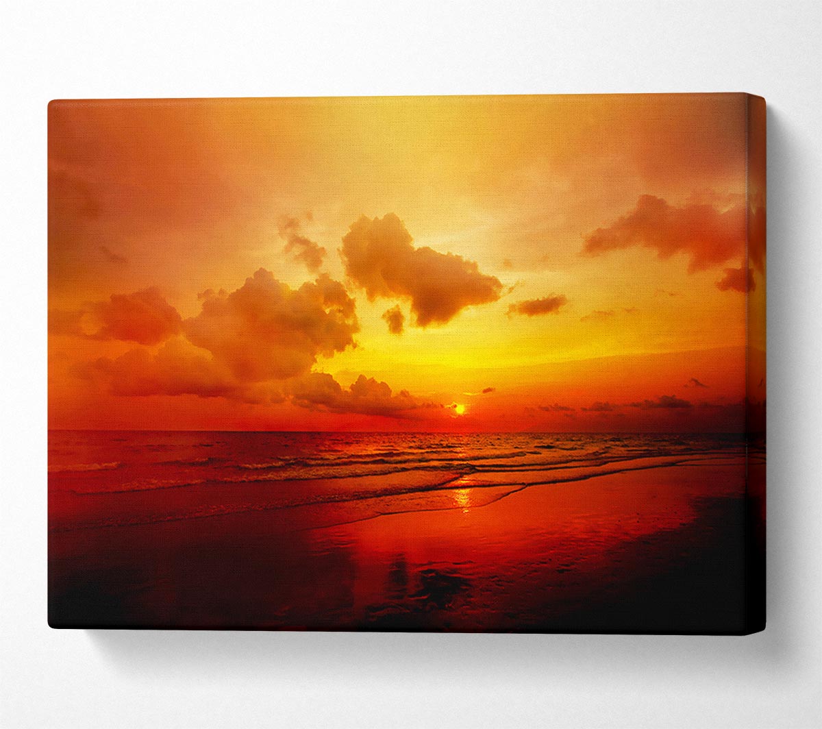 Distant Sunset Ocean Canvas Wall Art