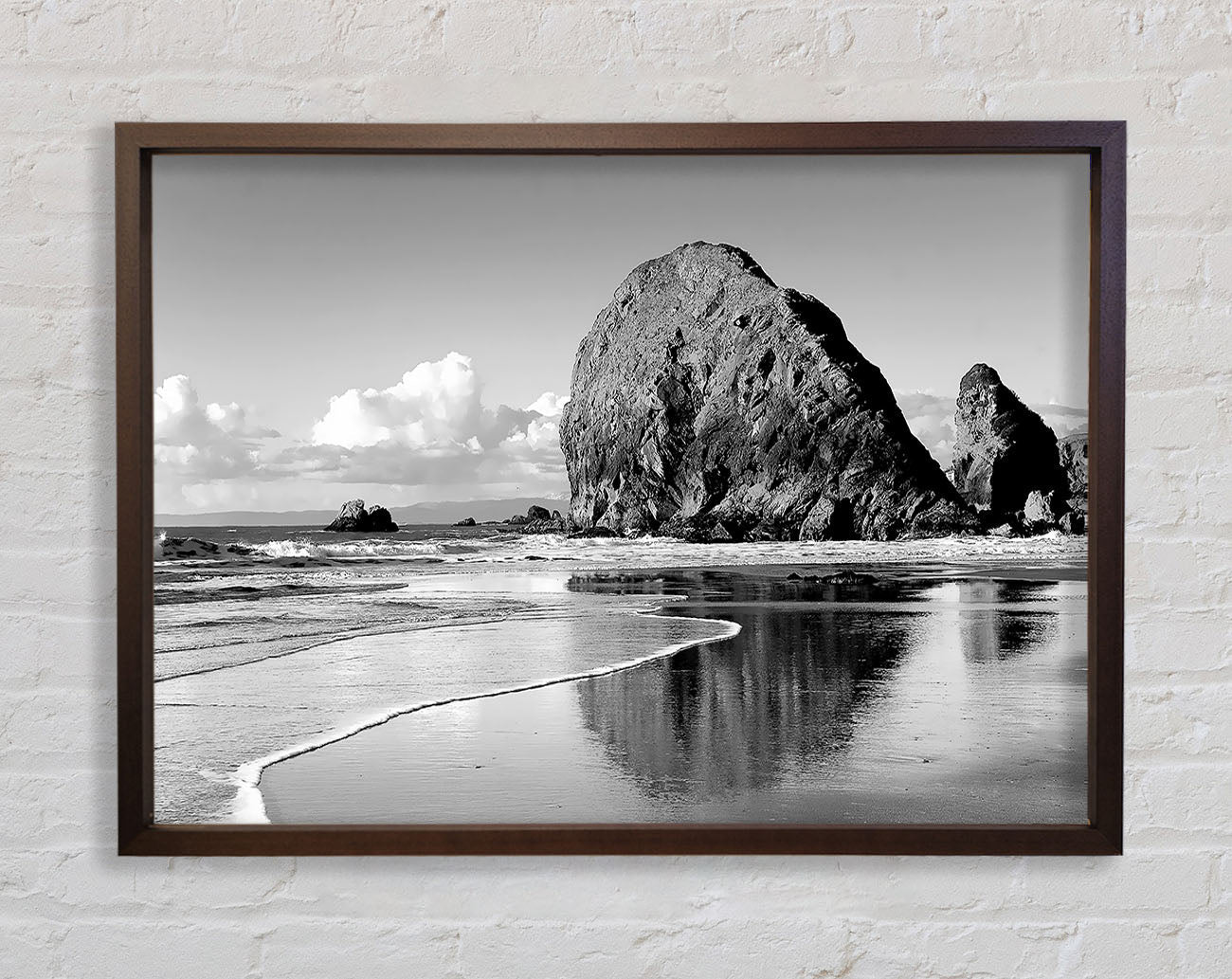 Beach Rocks B n W Framed Wall Art